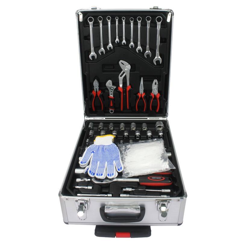 899 Pieces Tool Kit with Rolling Mechanics Tool Box 4 Layers Toolset