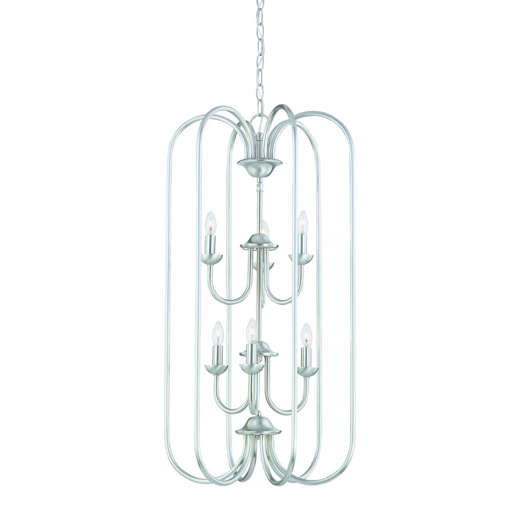 Bella 16.25-inch Wide 6-Light Chandelier in Brushed Nickel - 16.25in W x 16.25in D x 31.25in H