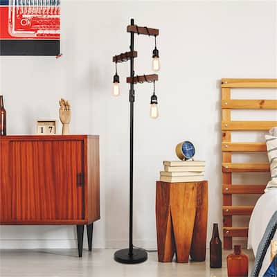 Industrial Tree Floor Lamp with 3 Dimmable Lights