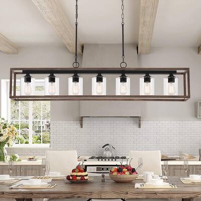 Acroma 7 Light 52in Linear Modern Farmhouse Rectangle Chandelier-UL Certified