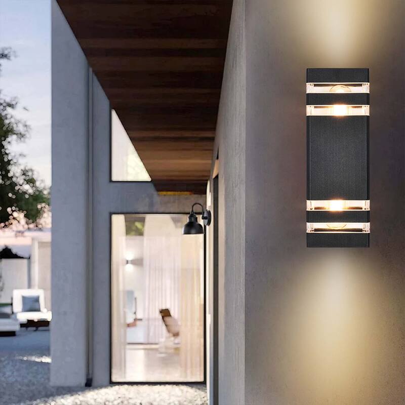 2- Light Modern Matte Black Dimmable 12.2 '' Outdoor Wall Sconce - 4.3 In. W X 12.2 In. H