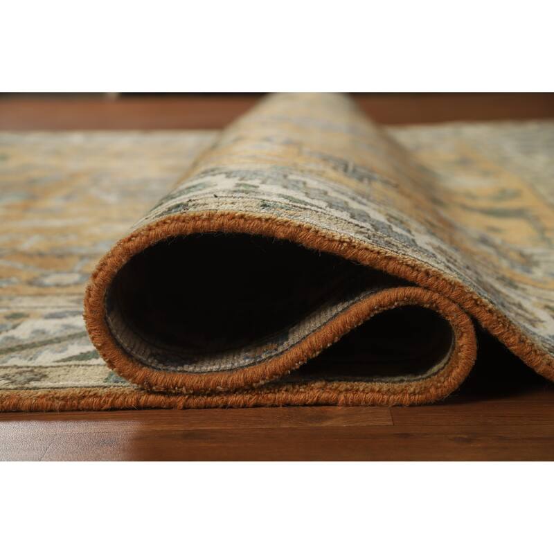 Orange Rust Heriz Serapi Indian Area Rug Handmade Wool Carpet - 7'10" x 10'0"