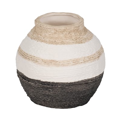 Sagebrook Home Striped Woven Textured Vase, Multi, Round