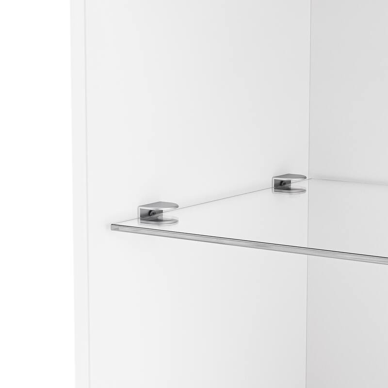 Roomfitters 67" Tall High Gloss Storage Cabinet, Modern Display with Acrylic Door and Tempered Glass Shelves