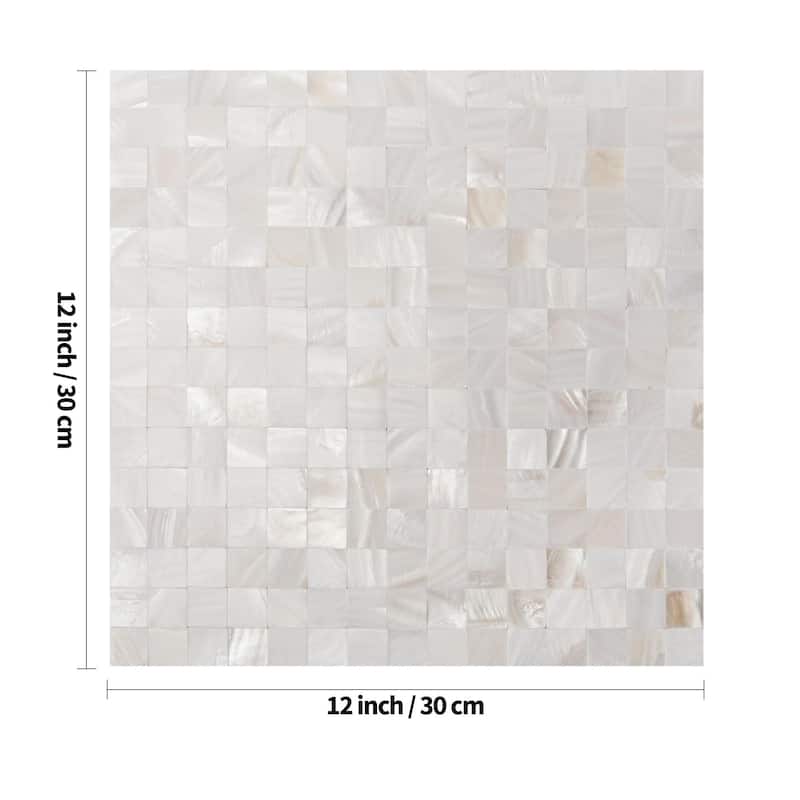 Art3d 12"x12" Mother of Pearl Tile Square White Seamless