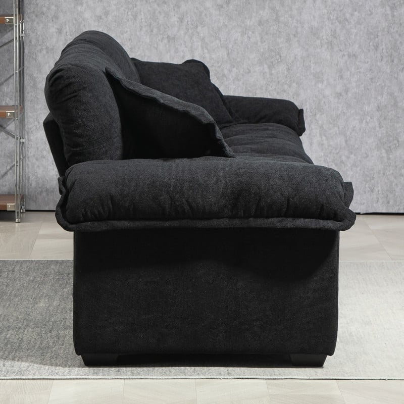 84" Chenille Loveseat Sofa with Memory Foam&Pocket Springs, Deep Seat Couch with 2 Throw Pillows
