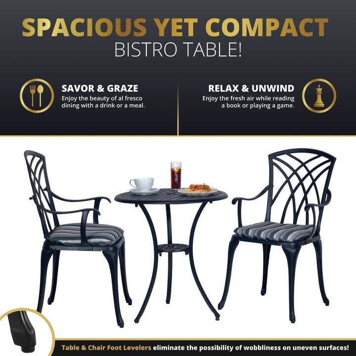Kinger Home Ekta 24-Inch Patio Bistro Sets 3 Piece Cast Aluminum