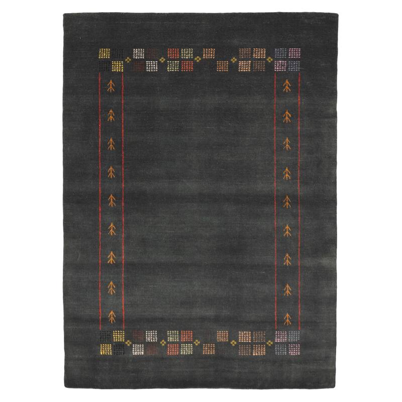 ECARPETGALLERY Hand Loomed Kashkuli Gabbeh Dark Green Wool Rug - 4'11 x 6'10