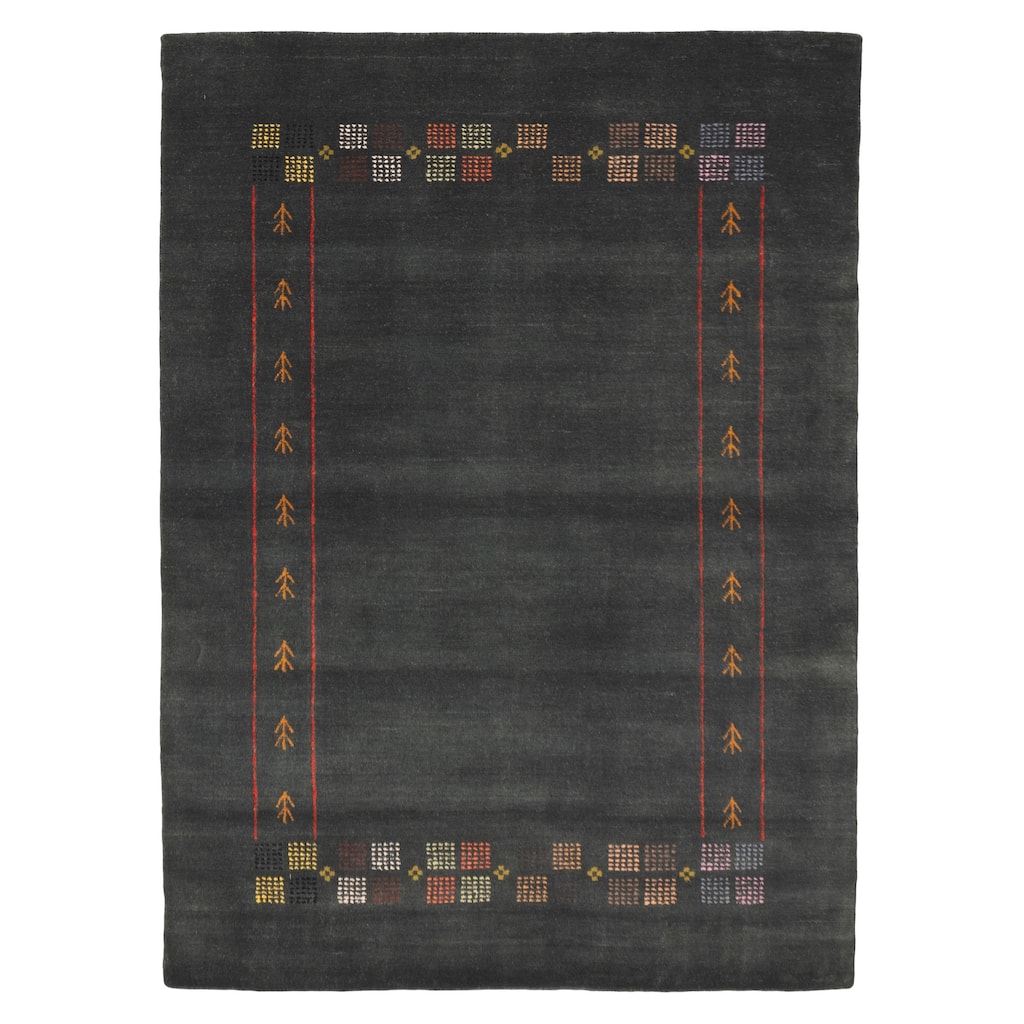 ECARPETGALLERY Hand Loomed Kashkuli Gabbeh Dark Green Wool Rug - 4'11 x 6'10