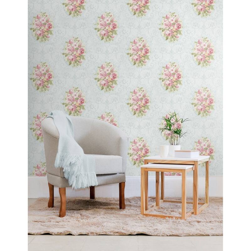 Seabrook Designs Vivienne Floral Cameo Unpasted Wallpaper