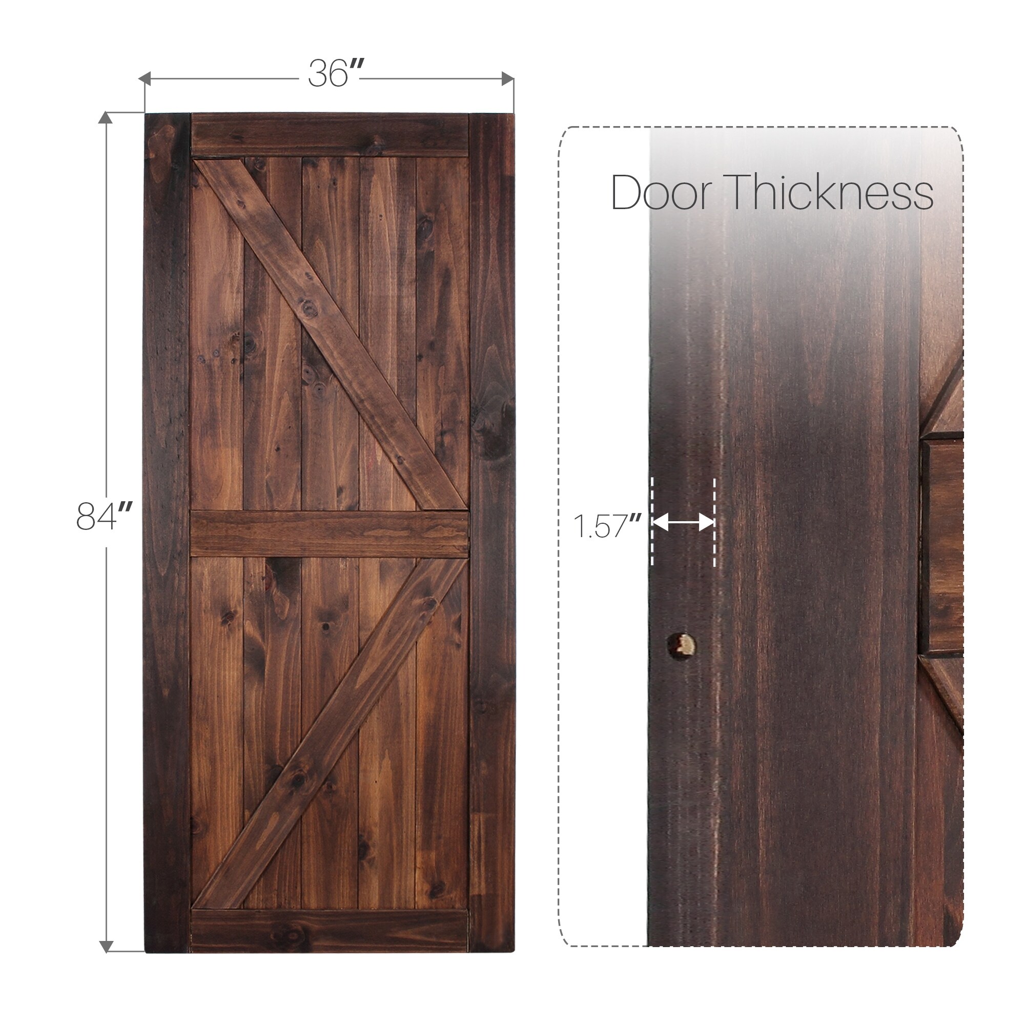 Shop Belleze 36 X84 K Frame Unfinished Sliding Barn Door Pine