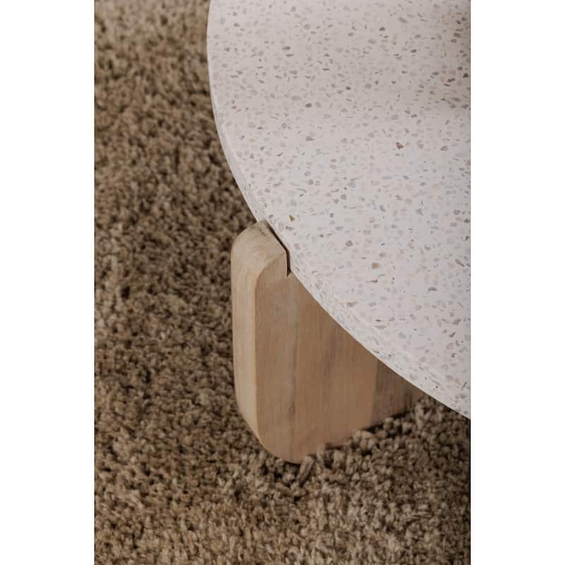 Aurelle Home Modern Acacia Wood and Marble Coffee Table