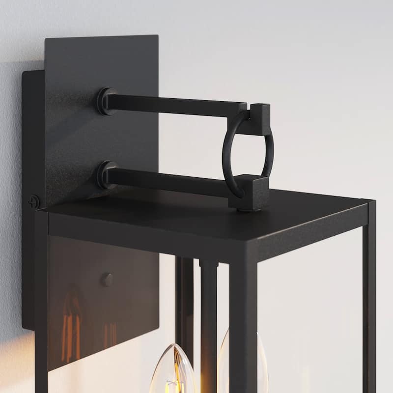 Nathan James Ferris Outdoor Black Wall Sconce Light Fixture with Iron Frame and Glass