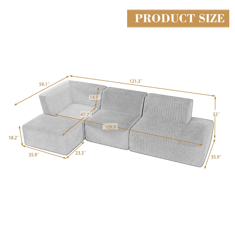Oversized Corduroy Modular Sectional Fabric Sofa