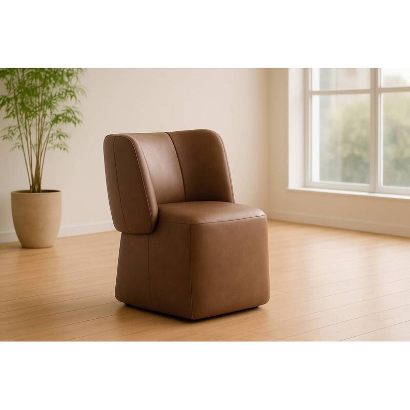 Modrest Standing Modern Brown Vegan Leather Dining Chair