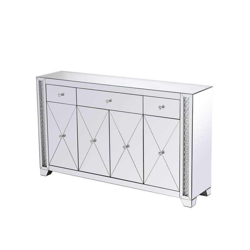 60 in clear crystal mirrored credenza