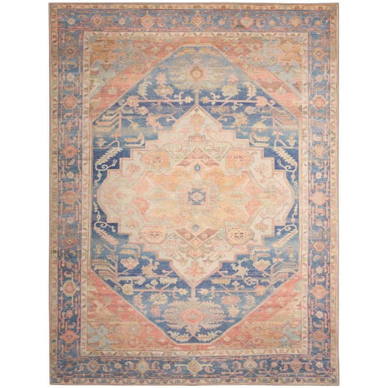 Nourison Vintage Washables Indoor only Persian Area Rug - 9' x 12' - Blue/Coral