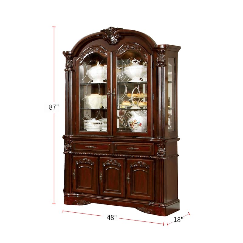Dining Room Hutch and Buffet in Brown Cherry Finish