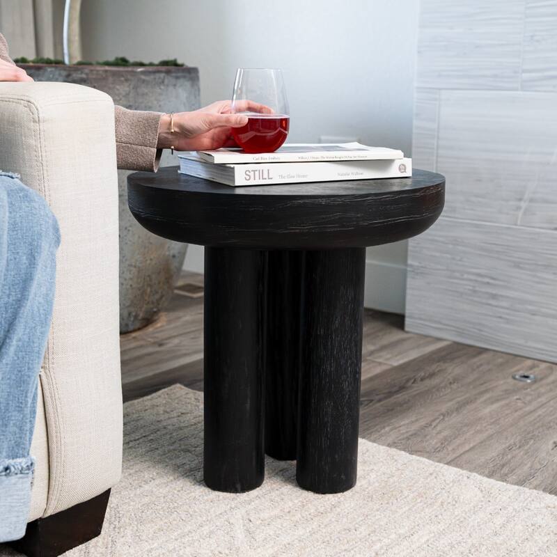 Maven Lane Owen Rustic Wooden Side Table - Black