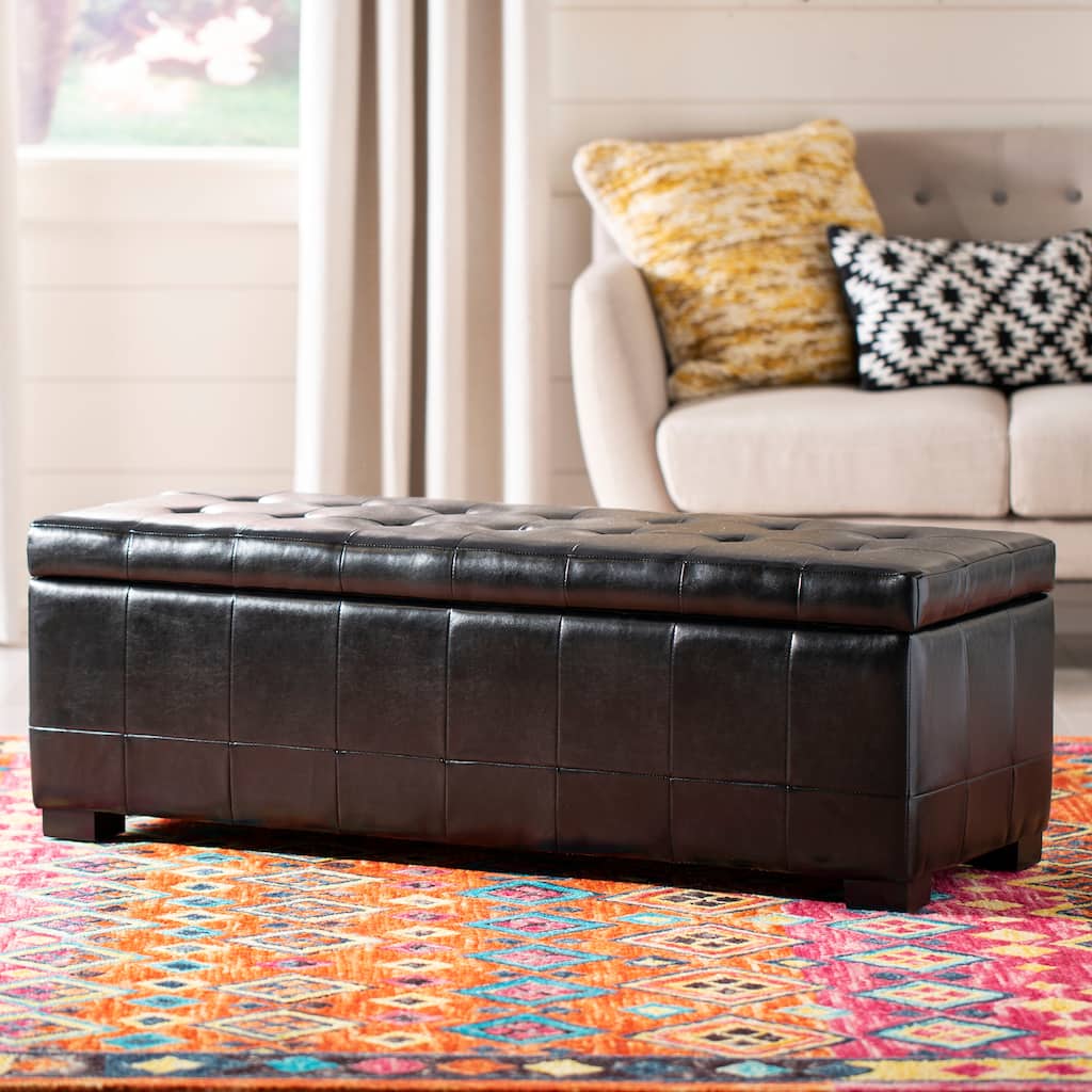 SAFAVIEH Karrie Large Black Storage Bench - 46.9" x 18.3" x 16.7" - 48Wx18Dx17H