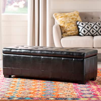 SAFAVIEH Large Black Manhattan Storage Bench - 46.9" x 18.3" x 16.7"