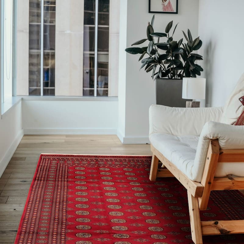 ECARPETGALLERY Hand-knotted Finest Peshawar Bokhara Red Wool Rug - 8'2 x 10'4