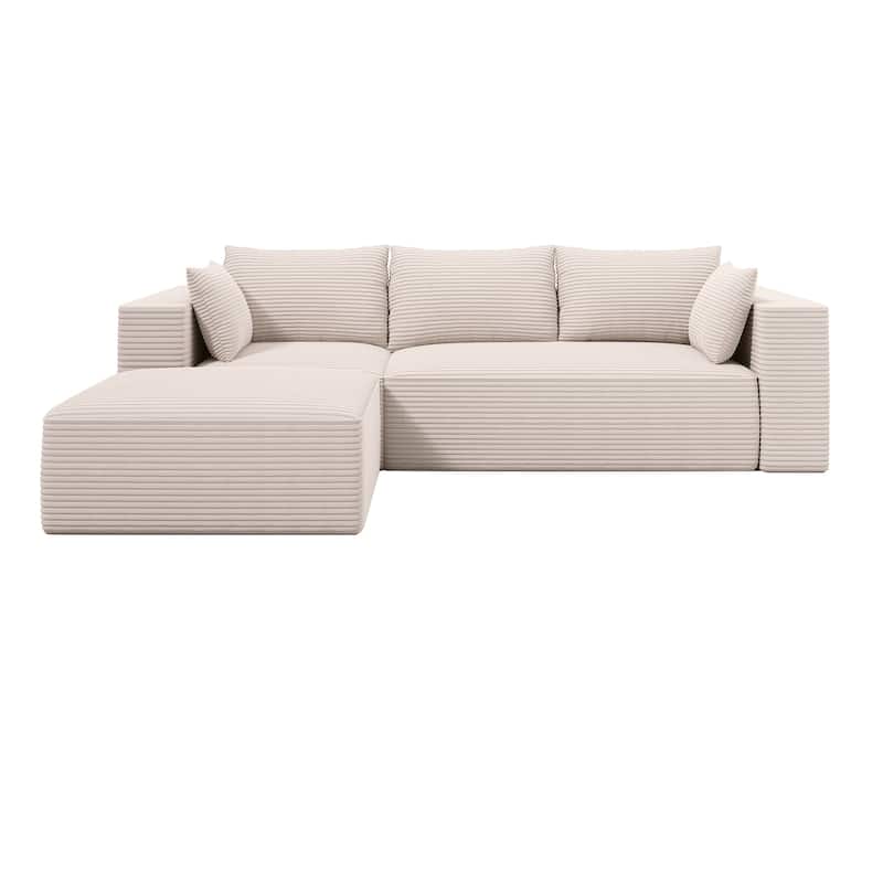 Moasis L Shaped Cloud Upholstered Couches Sectional Sofa with Deep Seat for Living Room or Bedroom
