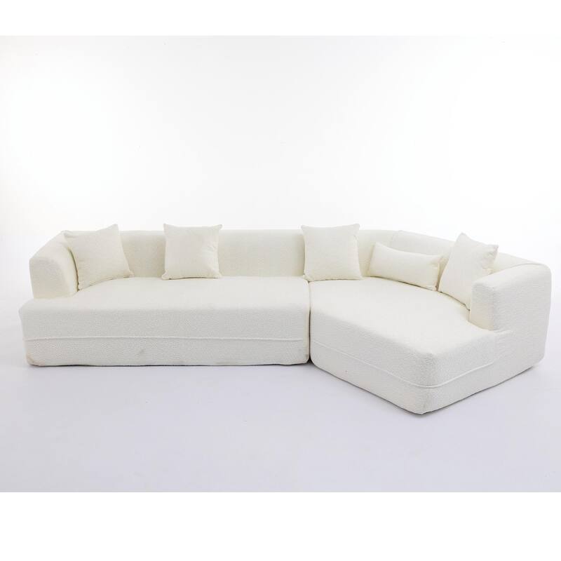 New And Upgraded Extended Edition Modular Sofa, Creamy-White Boucle, Free Combination