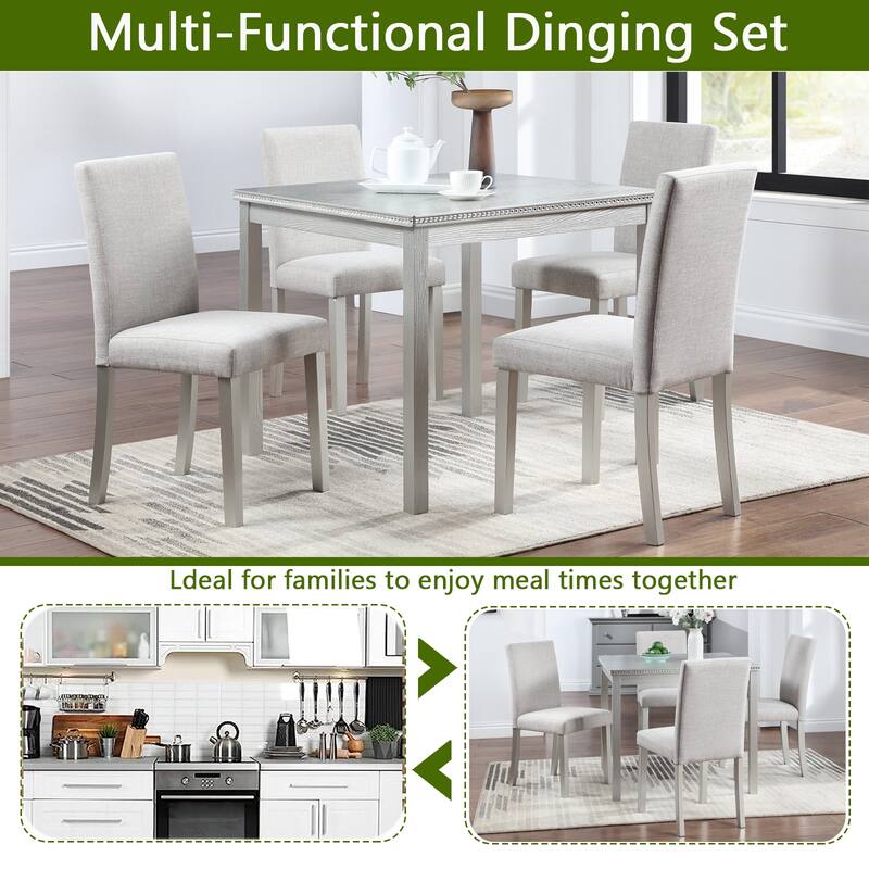 Wooden Dining Square Table, Kitchen Table for Small Space Counter Height Table - White