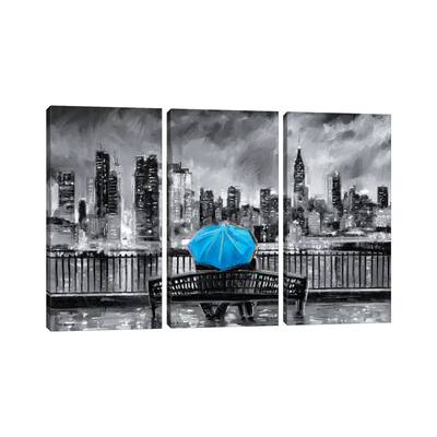 iCanvas "NY In Love In Blue" by P.D. Moreno 3-Piece Canvas Wall Art Set