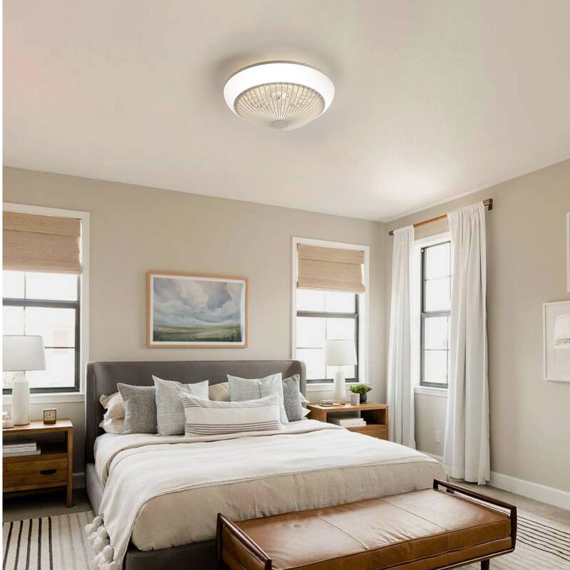 Modern Ceiling Fan Light with Dimmable Function and 6 Speed Adjustable, Silent Motor for Bedroom and Lounge Area - White