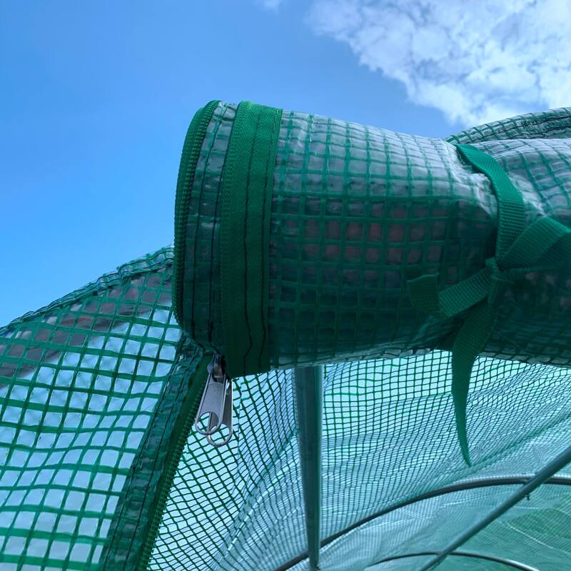 15' x 7' x 6.5' Walk-in Tunnel Hoop Greenhouse,Green House with Polyethylene PE Cover, Steel Frame,Roll-Up Zipper Door & Windows