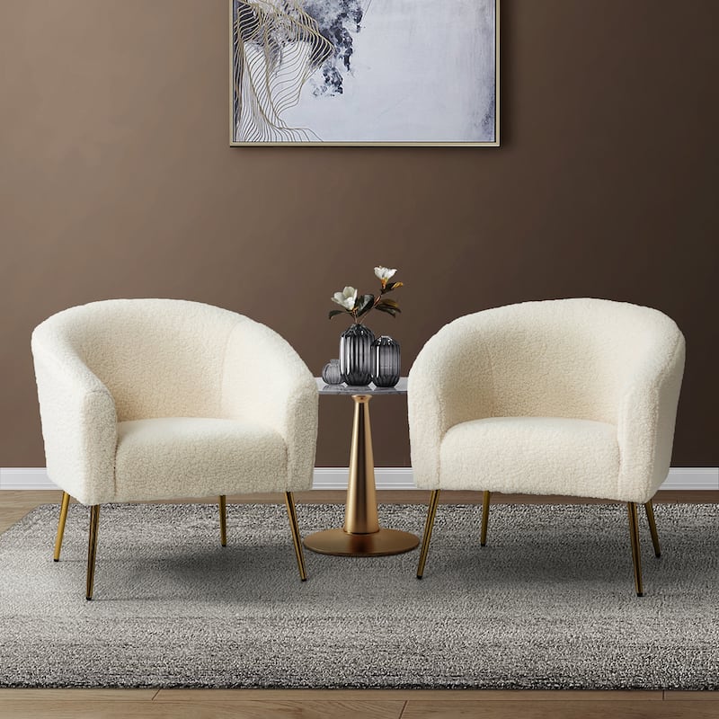 Rovigo Modern Upholstered Living Room Chair Barrel Chair with Metal Legs Set of 2 by HULALA HOME