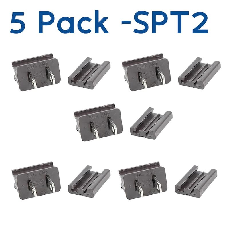SPT-2 Male Plug, Snap On Vampire Plugs, Brown, Polarized, 10 Amp, 5 Pack - Medium