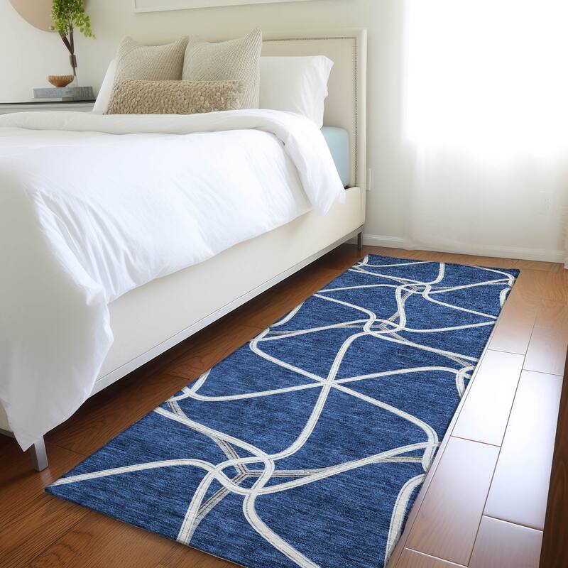 Premium Washable Super Soft Contemporary Geo Mayfield Rug - Blue - 2'3" x 7'6"