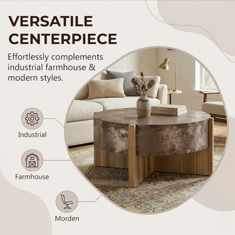 Christopher Knight Home - Rustic Wooden Coffee Table with Burnt Wood Legs