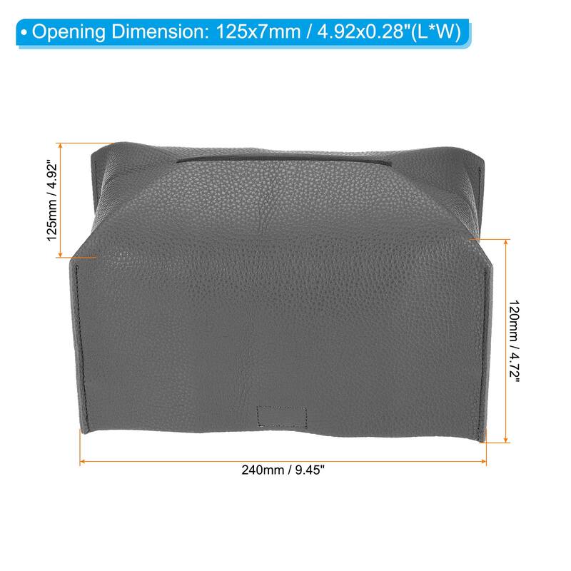 9.4x5x4.7" Tissue Box Cover PU Leather Decorative Holder Dispenser - Dark Gray