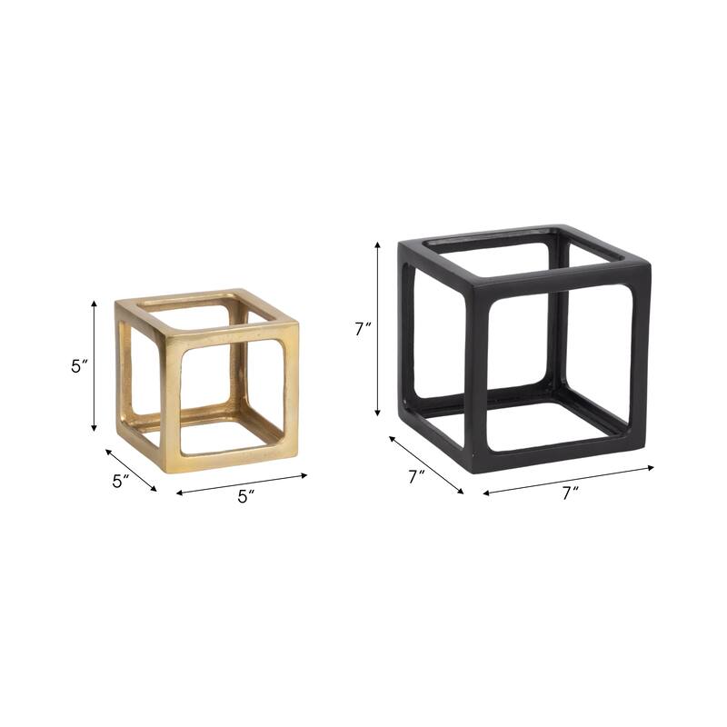 Sagebrook Home Set of 2 5/7" Metal Multi Open Square Object - 7" x 7" x 7"