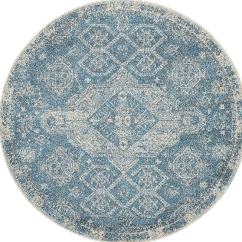 Power Loomed Distressed Geometric Stain Resistant Area Rug - 48' X '48' X '0.5