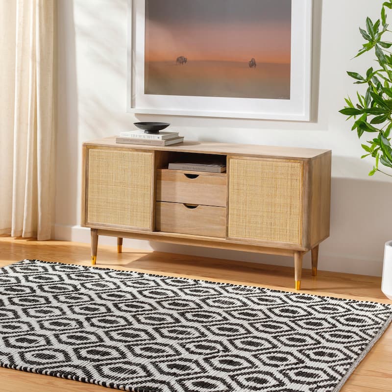 Livabliss Jean Recycled Cotton & Jute Casual Area Rug - Black/Ivory - 2' 6" x 8'