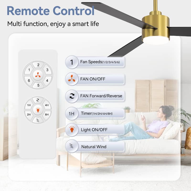 52-inches 3-Blade Ceiling Fan With Remote Downrod