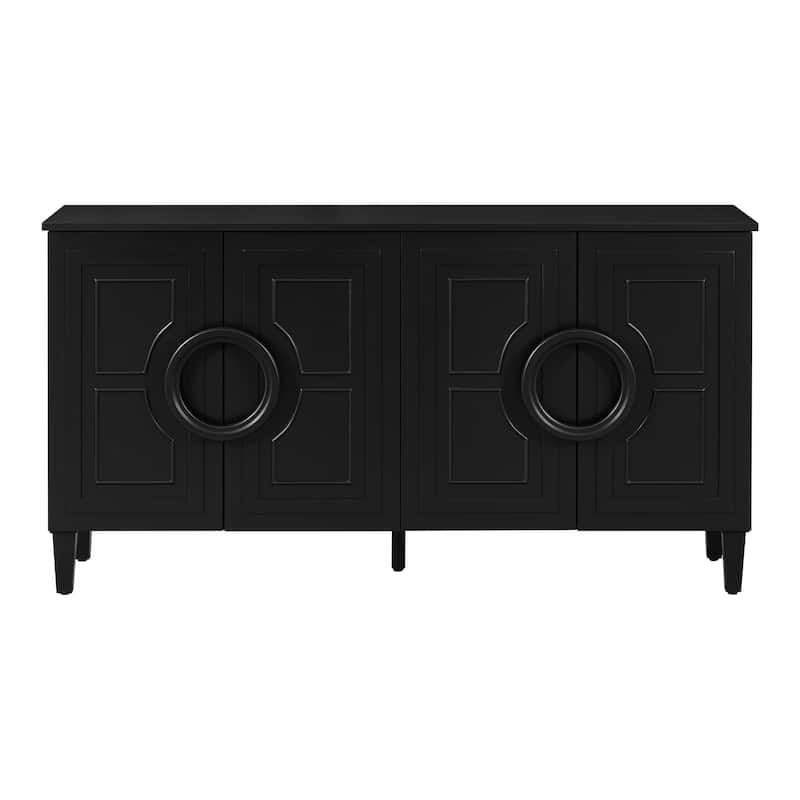 58.9" MDF Console Table With 4-Door And Round Ring Handles & 5-Leg Base