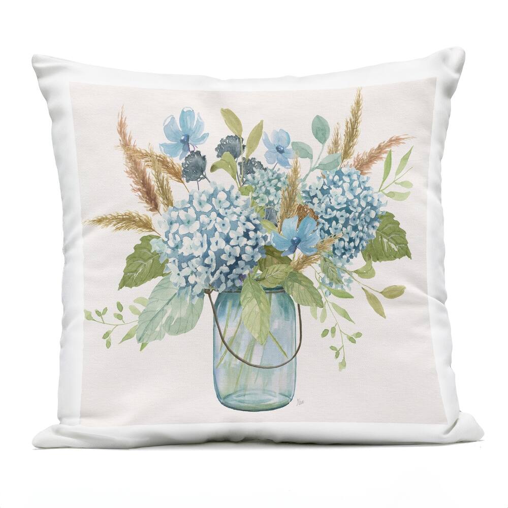 Stupell Hydrangea in Mason Jar Printed Outdoor Throw Pillow Design by Nan