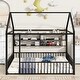 preview thumbnail 14 of 34, Superior Quality Metal House Bed Frame with Convenient Storage Space, Fence and Shelves, Full Size