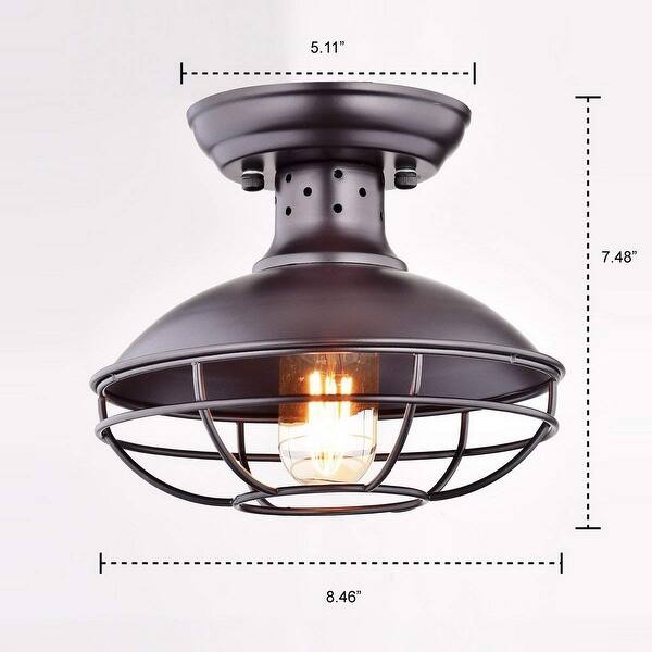 Shop Vintage Industrial Wire Cage Semi Flush Mount Ceiling Light