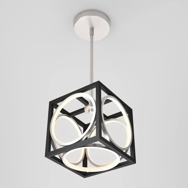 Artika Astoria LED Pendant Ceiling Light, Black & Brushed Nickel