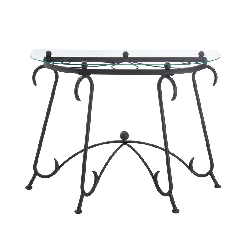 Tempered Glass Console Table with Metal Frame