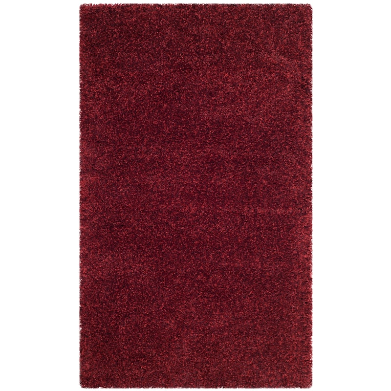 SAFAVIEH Santa Monica Shag Einara 2-inch Thick Area Rug - 3' x 5' - Maroon - Rectangle