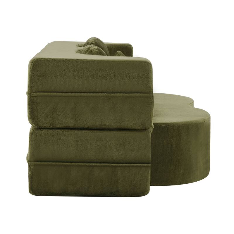Folding Plush Futon Loveseat Couch Converts into Sleeper Sofa Bed or Yoga Mattress, High-Density Foam Queen Size Floor Bed
