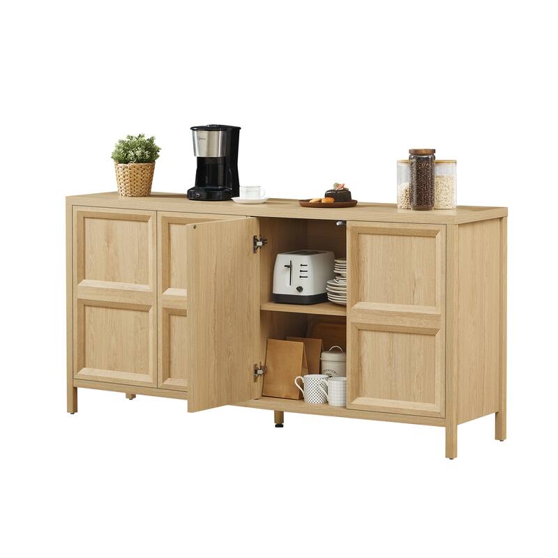 67" Modern sideboard storage cabinet with tip-on opening, soft-close hinges, and tilt-proof wall mount